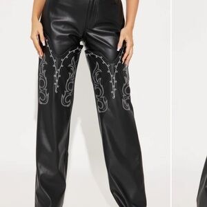 Fashion Nova Black Leather Flare Pants